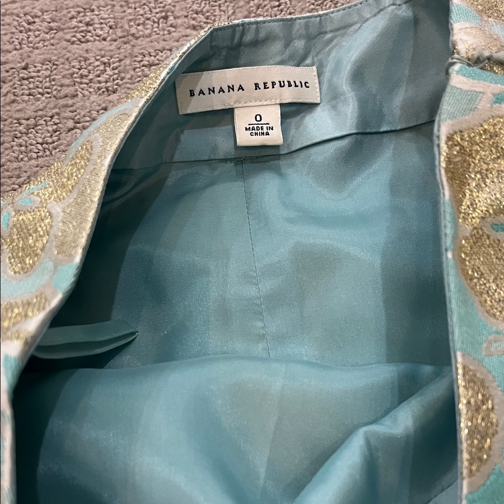 Banana Republic Aqua & Gold Floral Glitzy Pencil Skirt - Picture 4 of 7